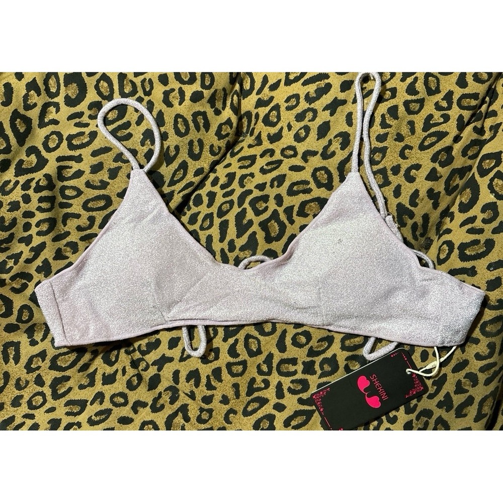 NEW‎ Shekini Shimmery Pink Bikini Top Festival Wear Swimwear, Medium